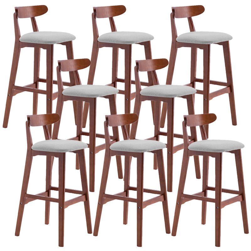 Scandinavian Restaurant Rubberwood Stool Matte Finish Upholstered Bar Stools Silver Gray 8 Piece Set Clearhalo 'Bar Furniture' 'Bar Stools' 'bar_stools' 'furn' 'furn_bar_stools' 'Furniture' 'furniture_bar_stools' 'Kitchen & Dining Furniture' 5003391
