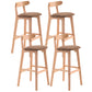 Scandinavian Restaurant Rubberwood Stool Matte Finish Upholstered Bar Stools Coffee 4 Piece Set Clearhalo 'Bar Furniture' 'Bar Stools' 'bar_stools' 'furn' 'furn_bar_stools' 'Furniture' 'furniture_bar_stools' 'Kitchen & Dining Furniture' 5003393