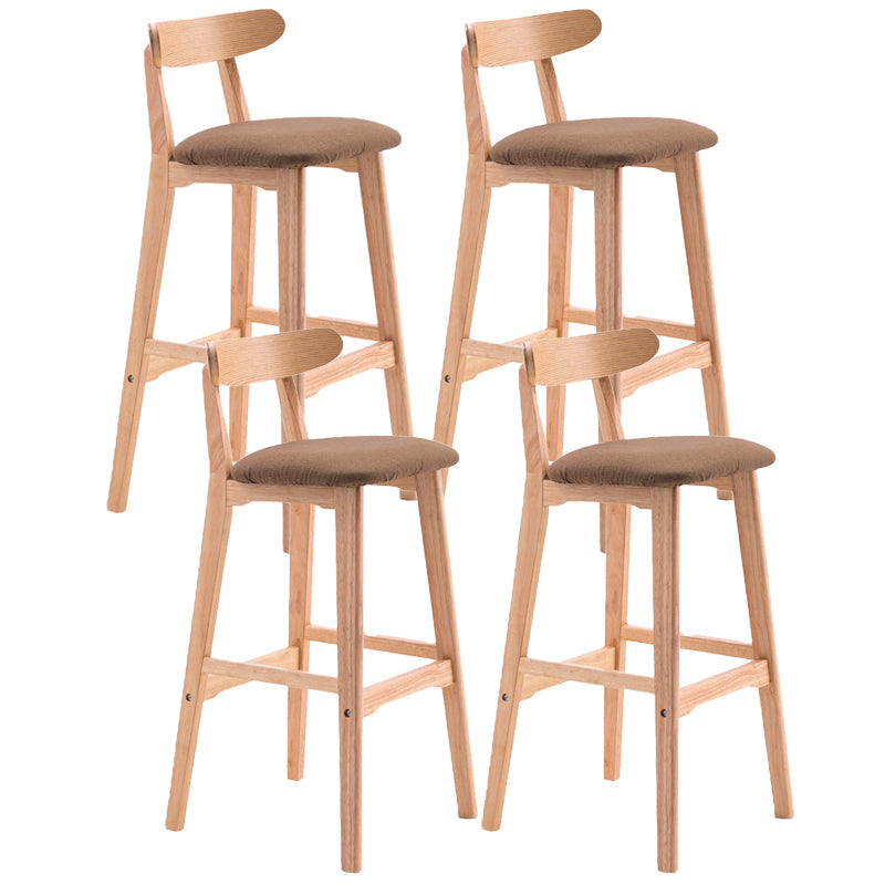Scandinavian Restaurant Rubberwood Stool Matte Finish Upholstered Bar Stools Coffee 4 Piece Set Clearhalo 'Bar Furniture' 'Bar Stools' 'bar_stools' 'furn' 'furn_bar_stools' 'Furniture' 'furniture_bar_stools' 'Kitchen & Dining Furniture' 5003393