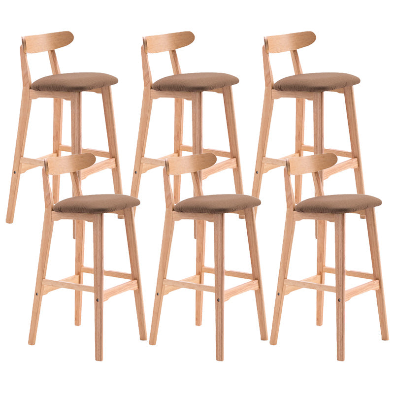 Scandinavian Restaurant Rubberwood Stool Matte Finish Upholstered Bar Stools Coffee 6 Piece Set Clearhalo 'Bar Furniture' 'Bar Stools' 'bar_stools' 'furn' 'furn_bar_stools' 'Furniture' 'furniture_bar_stools' 'Kitchen & Dining Furniture' 5003394