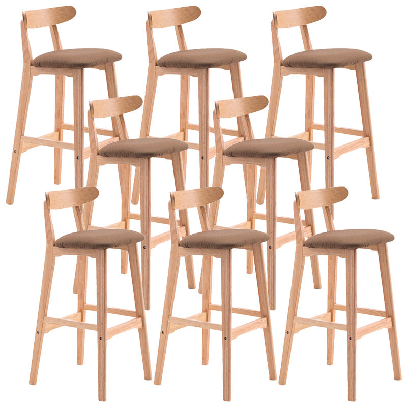 Scandinavian Restaurant Rubberwood Stool Matte Finish Upholstered Bar Stools Coffee 8 Piece Set Clearhalo 'Bar Furniture' 'Bar Stools' 'bar_stools' 'furn' 'furn_bar_stools' 'Furniture' 'furniture_bar_stools' 'Kitchen & Dining Furniture' 5003395
