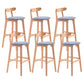 Scandinavian Restaurant Rubberwood Stool Matte Finish Upholstered Bar Stools Light Blue 6 Piece Set Clearhalo 'Bar Furniture' 'Bar Stools' 'bar_stools' 'furn' 'furn_bar_stools' 'Furniture' 'furniture_bar_stools' 'Kitchen & Dining Furniture' 5003398