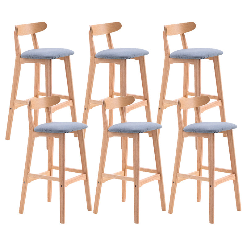 Scandinavian Restaurant Rubberwood Stool Matte Finish Upholstered Bar Stools Light Blue 6 Piece Set Clearhalo 'Bar Furniture' 'Bar Stools' 'bar_stools' 'furn' 'furn_bar_stools' 'Furniture' 'furniture_bar_stools' 'Kitchen & Dining Furniture' 5003398