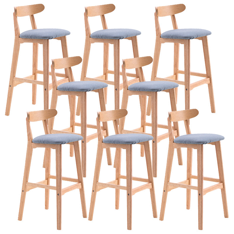 Scandinavian Restaurant Rubberwood Stool Matte Finish Upholstered Bar Stools Light Blue 8 Piece Set Clearhalo 'Bar Furniture' 'Bar Stools' 'bar_stools' 'furn' 'furn_bar_stools' 'Furniture' 'furniture_bar_stools' 'Kitchen & Dining Furniture' 5003399