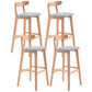 Scandinavian Restaurant Rubberwood Stool Matte Finish Upholstered Bar Stools Light Gray 4 Piece Set Clearhalo 'Bar Furniture' 'Bar Stools' 'bar_stools' 'furn' 'furn_bar_stools' 'Furniture' 'furniture_bar_stools' 'Kitchen & Dining Furniture' 5003401