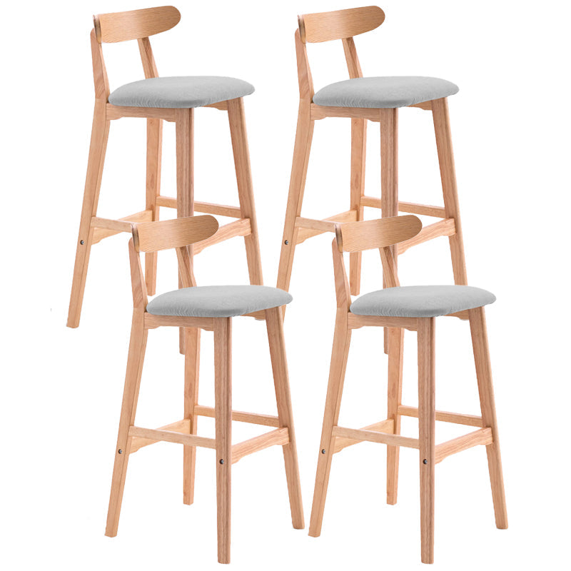Scandinavian Restaurant Rubberwood Stool Matte Finish Upholstered Bar Stools Light Gray 4 Piece Set Clearhalo 'Bar Furniture' 'Bar Stools' 'bar_stools' 'furn' 'furn_bar_stools' 'Furniture' 'furniture_bar_stools' 'Kitchen & Dining Furniture' 5003401