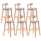 Scandinavian Restaurant Rubberwood Stool Matte Finish Upholstered Bar Stools Light Gray 6 Piece Set Clearhalo 'Bar Furniture' 'Bar Stools' 'bar_stools' 'furn' 'furn_bar_stools' 'Furniture' 'furniture_bar_stools' 'Kitchen & Dining Furniture' 5003402