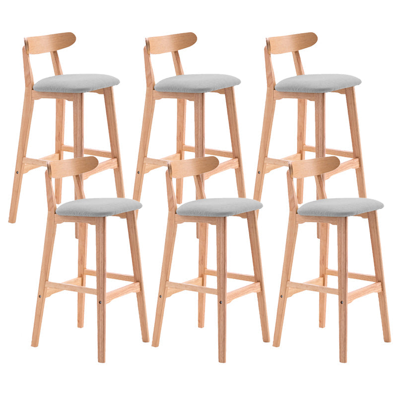 Scandinavian Restaurant Rubberwood Stool Matte Finish Upholstered Bar Stools Light Gray 6 Piece Set Clearhalo 'Bar Furniture' 'Bar Stools' 'bar_stools' 'furn' 'furn_bar_stools' 'Furniture' 'furniture_bar_stools' 'Kitchen & Dining Furniture' 5003402
