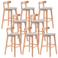 Scandinavian Restaurant Rubberwood Stool Matte Finish Upholstered Bar Stools Light Gray 8 Piece Set Clearhalo 'Bar Furniture' 'Bar Stools' 'bar_stools' 'furn' 'furn_bar_stools' 'Furniture' 'furniture_bar_stools' 'Kitchen & Dining Furniture' 5003403