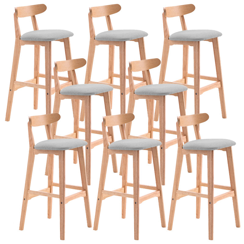 Scandinavian Restaurant Rubberwood Stool Matte Finish Upholstered Bar Stools Light Gray 8 Piece Set Clearhalo 'Bar Furniture' 'Bar Stools' 'bar_stools' 'furn' 'furn_bar_stools' 'Furniture' 'furniture_bar_stools' 'Kitchen & Dining Furniture' 5003403