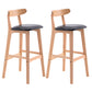 Scandinavian Restaurant Rubberwood Stool Matte Finish Upholstered Bar Stools Black 2 Piece Set Clearhalo 'Bar Furniture' 'Bar Stools' 'bar_stools' 'furn' 'furn_bar_stools' 'Furniture' 'furniture_bar_stools' 'Kitchen & Dining Furniture' 5003404