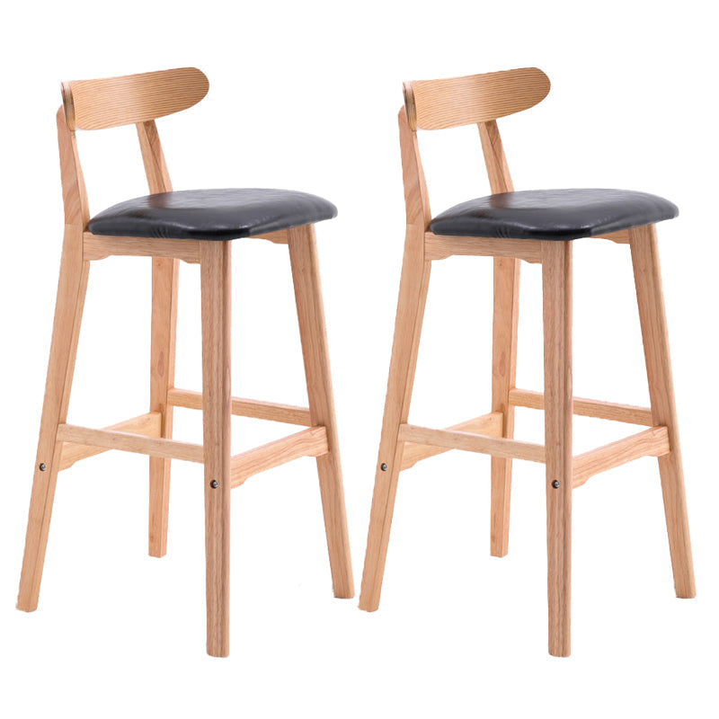 Scandinavian Restaurant Rubberwood Stool Matte Finish Upholstered Bar Stools Black 2 Piece Set Clearhalo 'Bar Furniture' 'Bar Stools' 'bar_stools' 'furn' 'furn_bar_stools' 'Furniture' 'furniture_bar_stools' 'Kitchen & Dining Furniture' 5003404