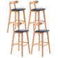 Scandinavian Restaurant Rubberwood Stool Matte Finish Upholstered Bar Stools Black 4 Piece Set Clearhalo 'Bar Furniture' 'Bar Stools' 'bar_stools' 'furn' 'furn_bar_stools' 'Furniture' 'furniture_bar_stools' 'Kitchen & Dining Furniture' 5003405