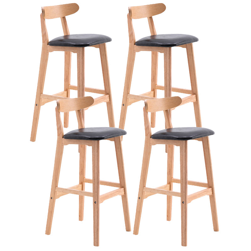 Scandinavian Restaurant Rubberwood Stool Matte Finish Upholstered Bar Stools Black 4 Piece Set Clearhalo 'Bar Furniture' 'Bar Stools' 'bar_stools' 'furn' 'furn_bar_stools' 'Furniture' 'furniture_bar_stools' 'Kitchen & Dining Furniture' 5003405