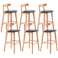 Scandinavian Restaurant Rubberwood Stool Matte Finish Upholstered Bar Stools Black 6 Piece Set Clearhalo 'Bar Furniture' 'Bar Stools' 'bar_stools' 'furn' 'furn_bar_stools' 'Furniture' 'furniture_bar_stools' 'Kitchen & Dining Furniture' 5003406