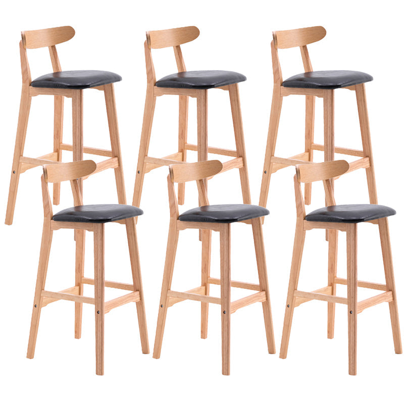 Scandinavian Restaurant Rubberwood Stool Matte Finish Upholstered Bar Stools Black 6 Piece Set Clearhalo 'Bar Furniture' 'Bar Stools' 'bar_stools' 'furn' 'furn_bar_stools' 'Furniture' 'furniture_bar_stools' 'Kitchen & Dining Furniture' 5003406