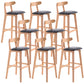 Scandinavian Restaurant Rubberwood Stool Matte Finish Upholstered Bar Stools Black 8 Piece Set Clearhalo 'Bar Furniture' 'Bar Stools' 'bar_stools' 'furn' 'furn_bar_stools' 'Furniture' 'furniture_bar_stools' 'Kitchen & Dining Furniture' 5003407