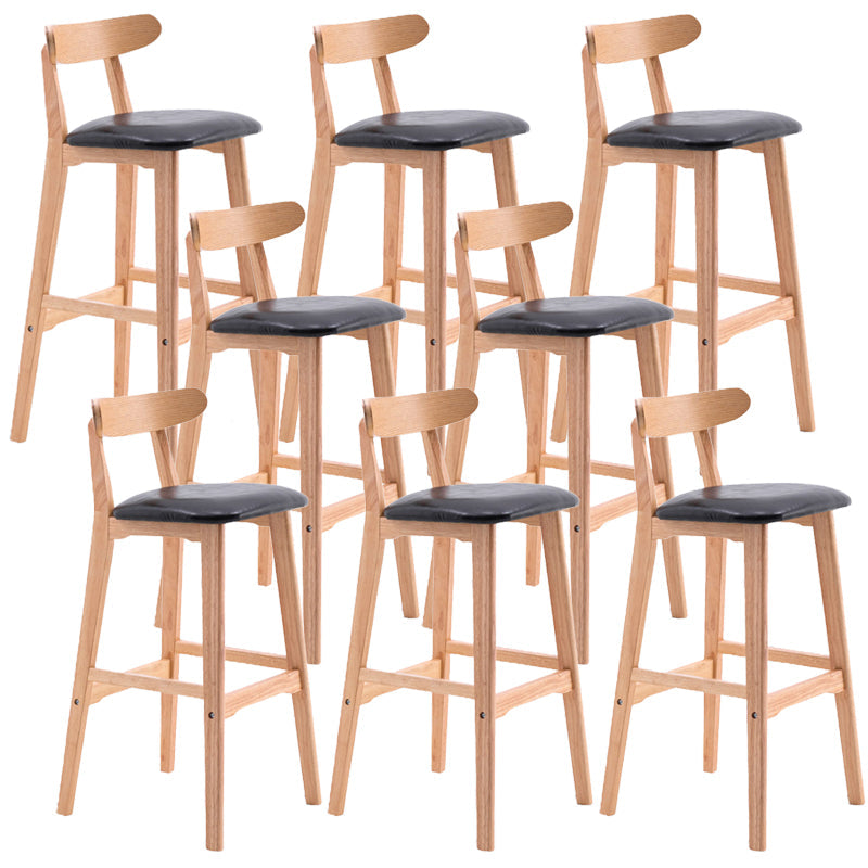 Scandinavian Restaurant Rubberwood Stool Matte Finish Upholstered Bar Stools Black 8 Piece Set Clearhalo 'Bar Furniture' 'Bar Stools' 'bar_stools' 'furn' 'furn_bar_stools' 'Furniture' 'furniture_bar_stools' 'Kitchen & Dining Furniture' 5003407