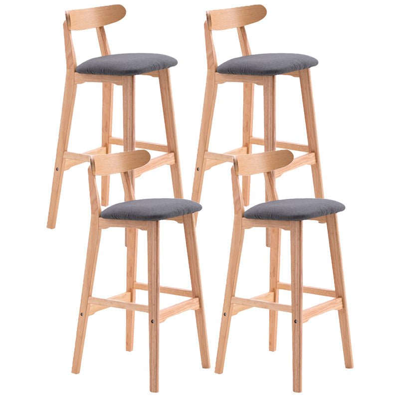 Scandinavian Restaurant Rubberwood Stool Matte Finish Upholstered Bar Stools Smoke Gray 4 Piece Set Clearhalo 'Bar Furniture' 'Bar Stools' 'bar_stools' 'furn' 'furn_bar_stools' 'Furniture' 'furniture_bar_stools' 'Kitchen & Dining Furniture' 5003409