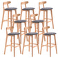 Scandinavian Restaurant Rubberwood Stool Matte Finish Upholstered Bar Stools Smoke Gray 8 Piece Set Clearhalo 'Bar Furniture' 'Bar Stools' 'bar_stools' 'furn' 'furn_bar_stools' 'Furniture' 'furniture_bar_stools' 'Kitchen & Dining Furniture' 5003411