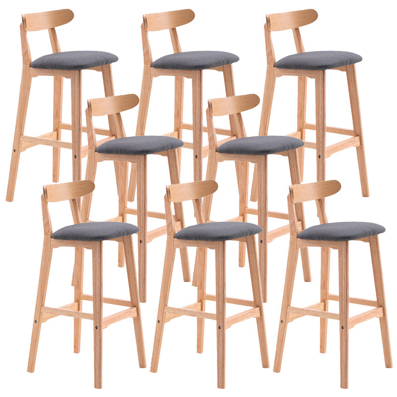 Scandinavian Restaurant Rubberwood Stool Matte Finish Upholstered Bar Stools Smoke Gray 8 Piece Set Clearhalo 'Bar Furniture' 'Bar Stools' 'bar_stools' 'furn' 'furn_bar_stools' 'Furniture' 'furniture_bar_stools' 'Kitchen & Dining Furniture' 5003411