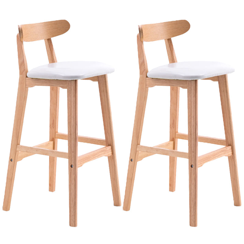 Scandinavian Restaurant Rubberwood Stool Matte Finish Upholstered Bar Stools White 2 Piece Set Clearhalo 'Bar Furniture' 'Bar Stools' 'bar_stools' 'furn' 'furn_bar_stools' 'Furniture' 'furniture_bar_stools' 'Kitchen & Dining Furniture' 5003412