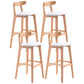 Scandinavian Restaurant Rubberwood Stool Matte Finish Upholstered Bar Stools White 4 Piece Set Clearhalo 'Bar Furniture' 'Bar Stools' 'bar_stools' 'furn' 'furn_bar_stools' 'Furniture' 'furniture_bar_stools' 'Kitchen & Dining Furniture' 5003413