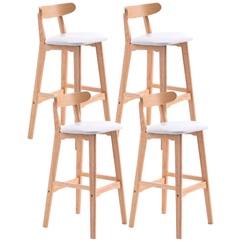 Scandinavian Restaurant Rubberwood Stool Matte Finish Upholstered Bar Stools White 4 Piece Set Clearhalo 'Bar Furniture' 'Bar Stools' 'bar_stools' 'furn' 'furn_bar_stools' 'Furniture' 'furniture_bar_stools' 'Kitchen & Dining Furniture' 5003413