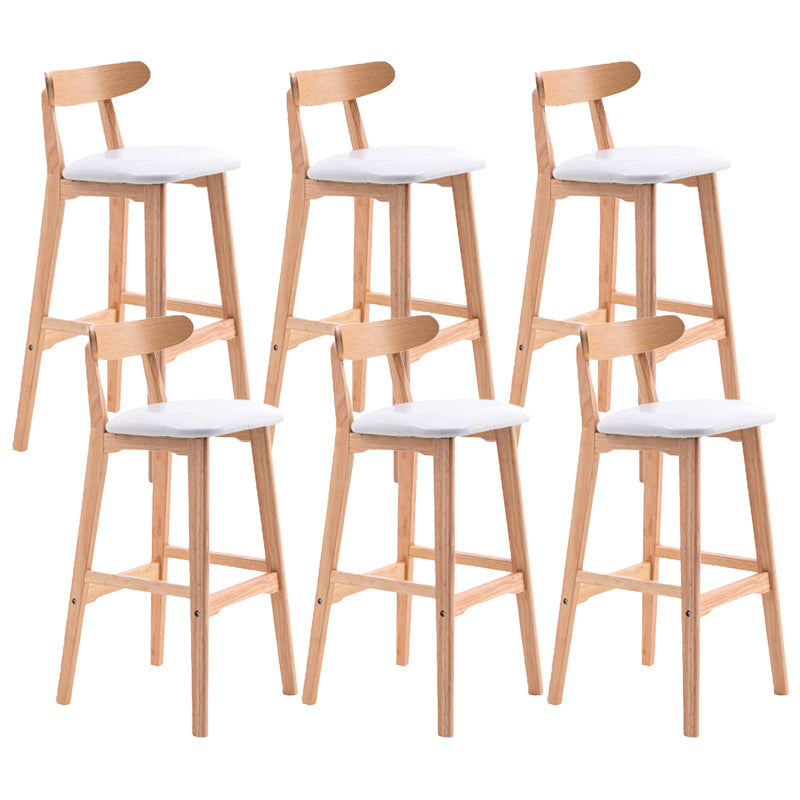 Scandinavian Restaurant Rubberwood Stool Matte Finish Upholstered Bar Stools White 6 Piece Set Clearhalo 'Bar Furniture' 'Bar Stools' 'bar_stools' 'furn' 'furn_bar_stools' 'Furniture' 'furniture_bar_stools' 'Kitchen & Dining Furniture' 5003414