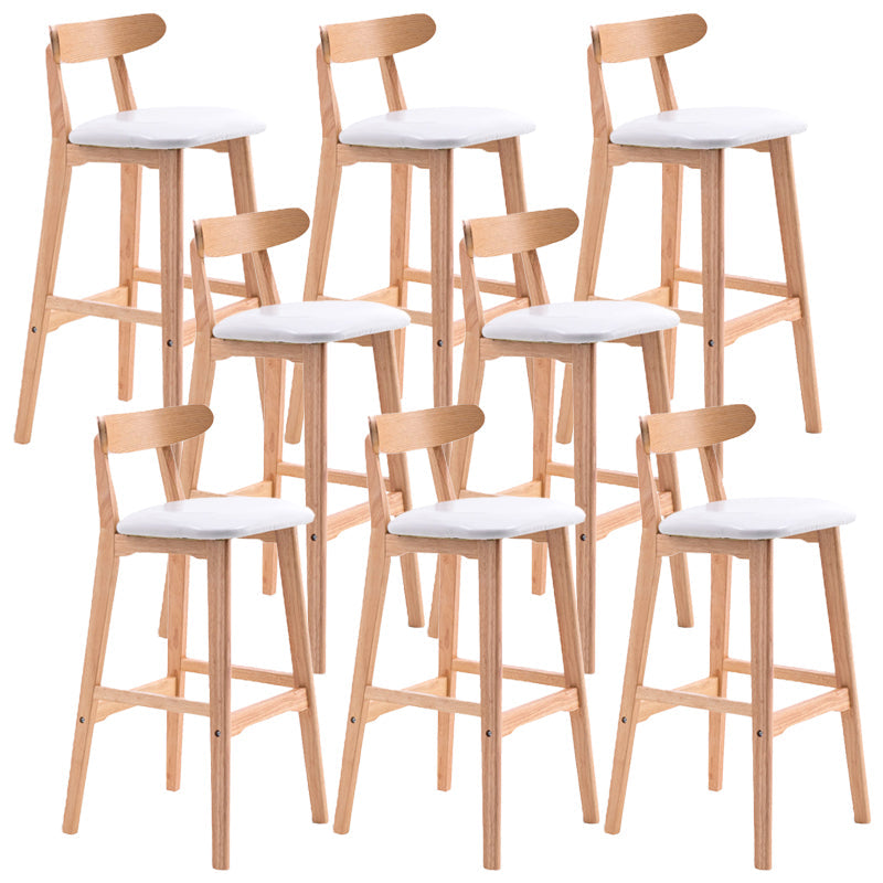 Scandinavian Restaurant Rubberwood Stool Matte Finish Upholstered Bar Stools White 8 Piece Set Clearhalo 'Bar Furniture' 'Bar Stools' 'bar_stools' 'furn' 'furn_bar_stools' 'Furniture' 'furniture_bar_stools' 'Kitchen & Dining Furniture' 5003415