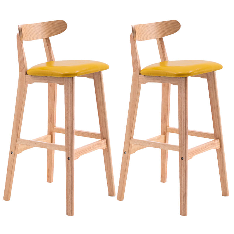 Scandinavian Restaurant Rubberwood Stool Matte Finish Upholstered Bar Stools Yellow 2 Piece Set Clearhalo 'Bar Furniture' 'Bar Stools' 'bar_stools' 'furn' 'furn_bar_stools' 'Furniture' 'furniture_bar_stools' 'Kitchen & Dining Furniture' 5003416