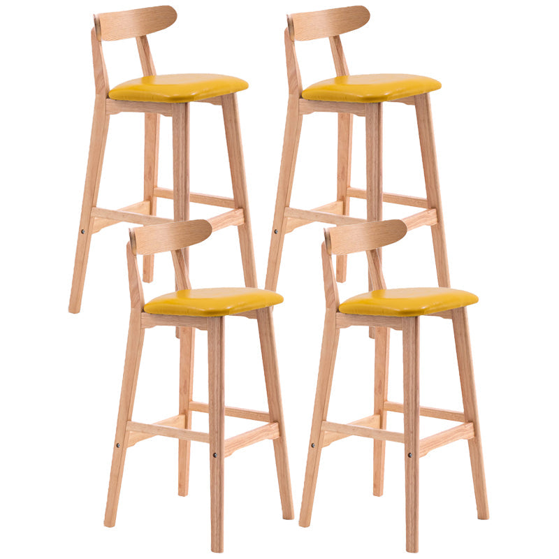 Scandinavian Restaurant Rubberwood Stool Matte Finish Upholstered Bar Stools Yellow 4 Piece Set Clearhalo 'Bar Furniture' 'Bar Stools' 'bar_stools' 'furn' 'furn_bar_stools' 'Furniture' 'furniture_bar_stools' 'Kitchen & Dining Furniture' 5003417