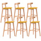 Scandinavian Restaurant Rubberwood Stool Matte Finish Upholstered Bar Stools Yellow 6 Piece Set Clearhalo 'Bar Furniture' 'Bar Stools' 'bar_stools' 'furn' 'furn_bar_stools' 'Furniture' 'furniture_bar_stools' 'Kitchen & Dining Furniture' 5003418