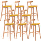 Scandinavian Restaurant Rubberwood Stool Matte Finish Upholstered Bar Stools Yellow 8 Piece Set Clearhalo 'Bar Furniture' 'Bar Stools' 'bar_stools' 'furn' 'furn_bar_stools' 'Furniture' 'furniture_bar_stools' 'Kitchen & Dining Furniture' 5003419