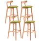 Scandinavian Restaurant Rubberwood Stool Matte Finish Upholstered Bar Stools Light Green 4 Piece Set Clearhalo 'Bar Furniture' 'Bar Stools' 'bar_stools' 'furn' 'furn_bar_stools' 'Furniture' 'furniture_bar_stools' 'Kitchen & Dining Furniture' 5003421