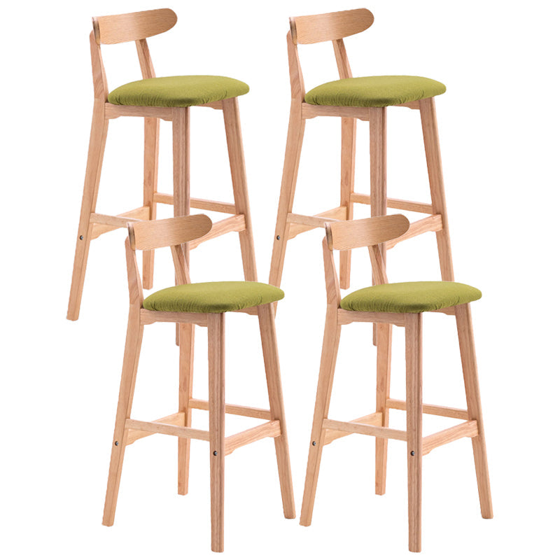 Scandinavian Restaurant Rubberwood Stool Matte Finish Upholstered Bar Stools Light Green 4 Piece Set Clearhalo 'Bar Furniture' 'Bar Stools' 'bar_stools' 'furn' 'furn_bar_stools' 'Furniture' 'furniture_bar_stools' 'Kitchen & Dining Furniture' 5003421