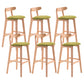 Scandinavian Restaurant Rubberwood Stool Matte Finish Upholstered Bar Stools Light Green 6 Piece Set Clearhalo 'Bar Furniture' 'Bar Stools' 'bar_stools' 'furn' 'furn_bar_stools' 'Furniture' 'furniture_bar_stools' 'Kitchen & Dining Furniture' 5003422
