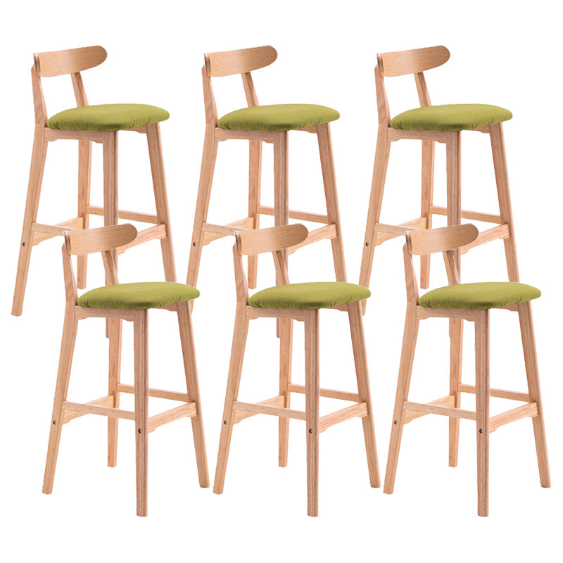 Scandinavian Restaurant Rubberwood Stool Matte Finish Upholstered Bar Stools Light Green 6 Piece Set Clearhalo 'Bar Furniture' 'Bar Stools' 'bar_stools' 'furn' 'furn_bar_stools' 'Furniture' 'furniture_bar_stools' 'Kitchen & Dining Furniture' 5003422