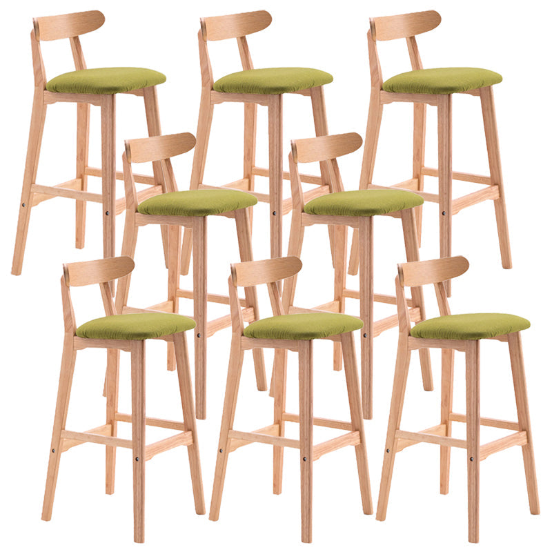 Scandinavian Restaurant Rubberwood Stool Matte Finish Upholstered Bar Stools Light Green 8 Piece Set Clearhalo 'Bar Furniture' 'Bar Stools' 'bar_stools' 'furn' 'furn_bar_stools' 'Furniture' 'furniture_bar_stools' 'Kitchen & Dining Furniture' 5003423