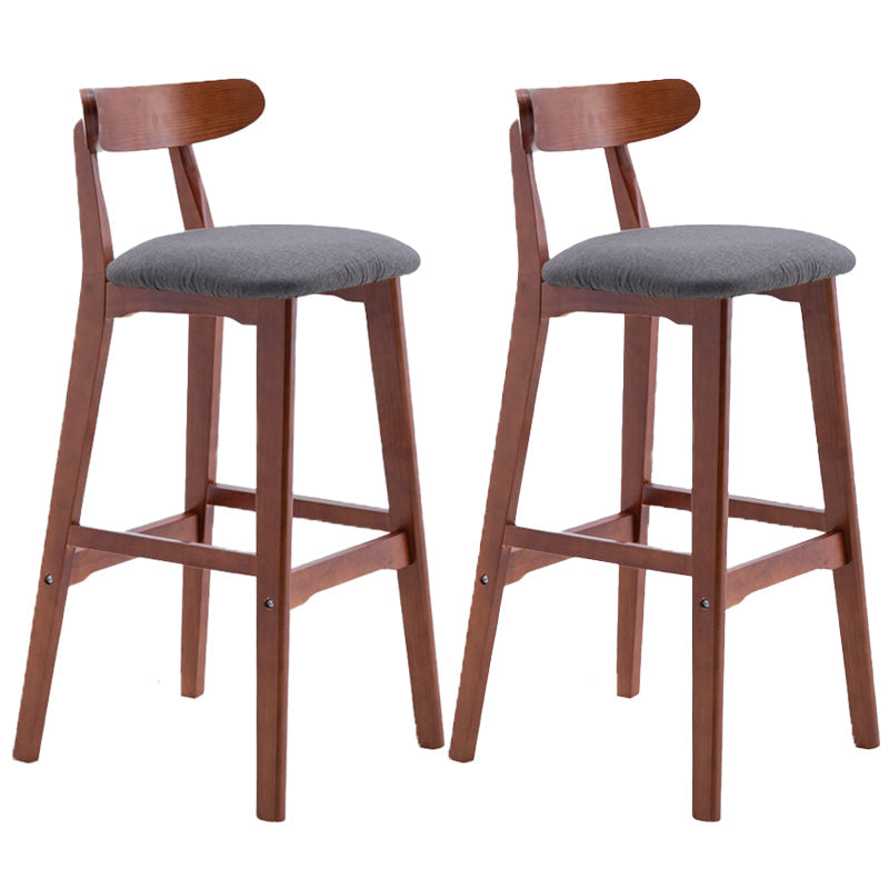 Scandinavian Restaurant Rubberwood Stool Matte Finish Upholstered Bar Stools Gray Coffee 2 Piece Set Clearhalo 'Bar Furniture' 'Bar Stools' 'bar_stools' 'furn' 'furn_bar_stools' 'Furniture' 'furniture_bar_stools' 'Kitchen & Dining Furniture' 5003424