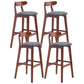 Scandinavian Restaurant Rubberwood Stool Matte Finish Upholstered Bar Stools Gray Coffee 4 Piece Set Clearhalo 'Bar Furniture' 'Bar Stools' 'bar_stools' 'furn' 'furn_bar_stools' 'Furniture' 'furniture_bar_stools' 'Kitchen & Dining Furniture' 5003425