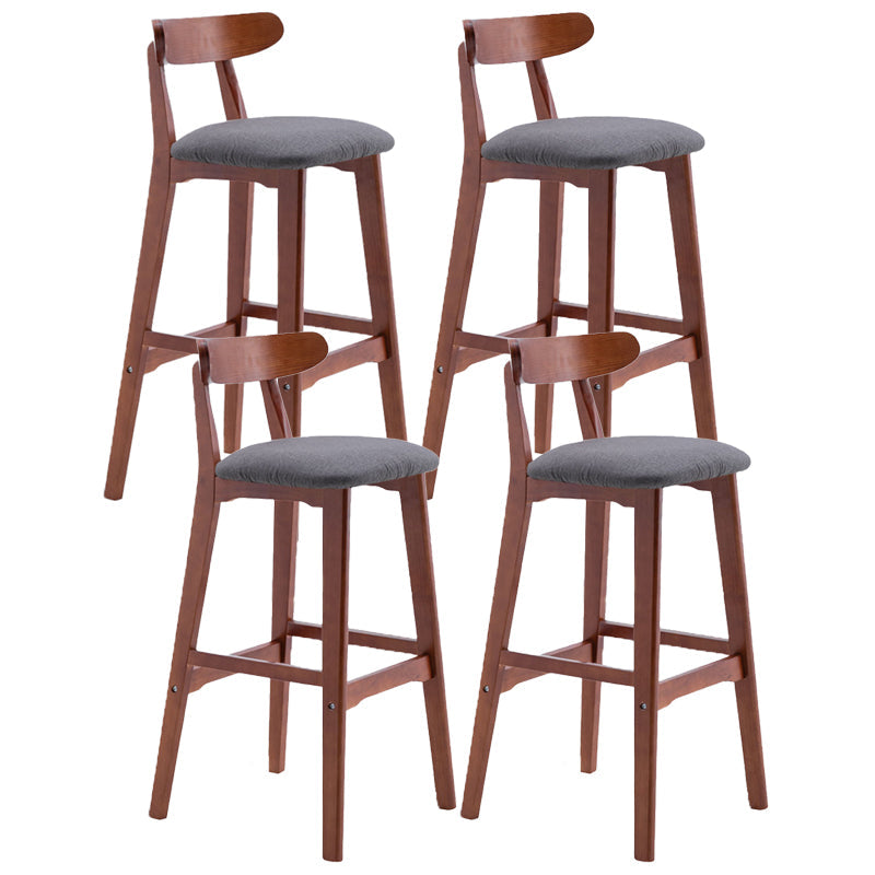 Scandinavian Restaurant Rubberwood Stool Matte Finish Upholstered Bar Stools Gray Coffee 4 Piece Set Clearhalo 'Bar Furniture' 'Bar Stools' 'bar_stools' 'furn' 'furn_bar_stools' 'Furniture' 'furniture_bar_stools' 'Kitchen & Dining Furniture' 5003425