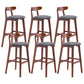 Scandinavian Restaurant Rubberwood Stool Matte Finish Upholstered Bar Stools Gray Coffee 6 Piece Set Clearhalo 'Bar Furniture' 'Bar Stools' 'bar_stools' 'furn' 'furn_bar_stools' 'Furniture' 'furniture_bar_stools' 'Kitchen & Dining Furniture' 5003426