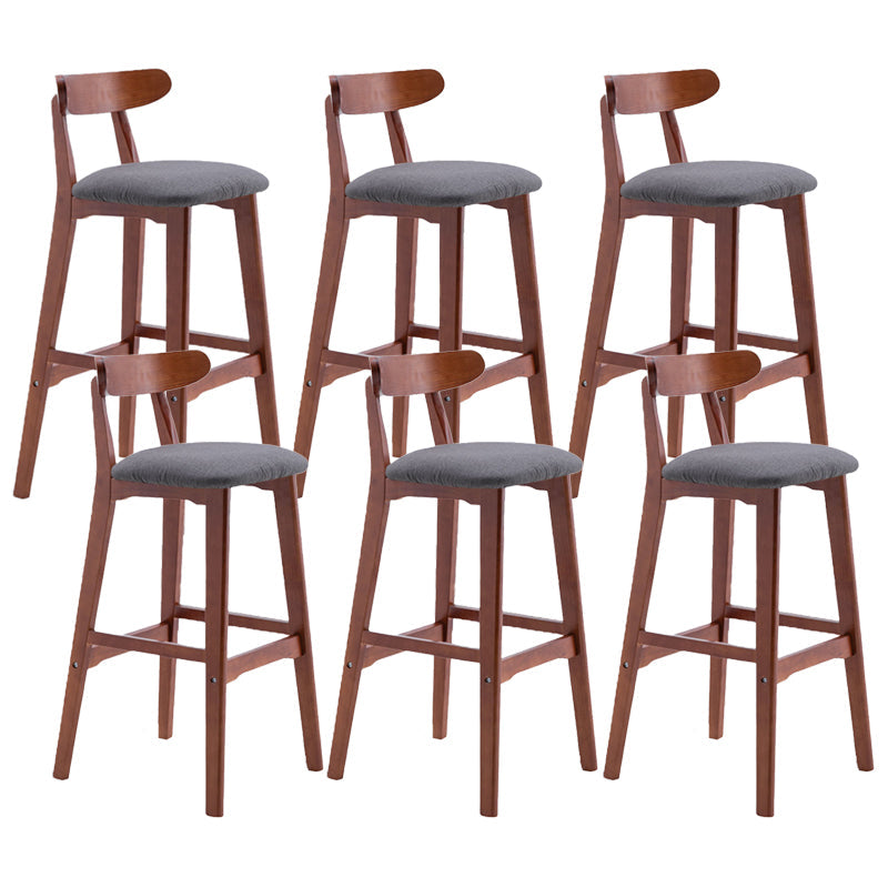 Scandinavian Restaurant Rubberwood Stool Matte Finish Upholstered Bar Stools Gray Coffee 6 Piece Set Clearhalo 'Bar Furniture' 'Bar Stools' 'bar_stools' 'furn' 'furn_bar_stools' 'Furniture' 'furniture_bar_stools' 'Kitchen & Dining Furniture' 5003426