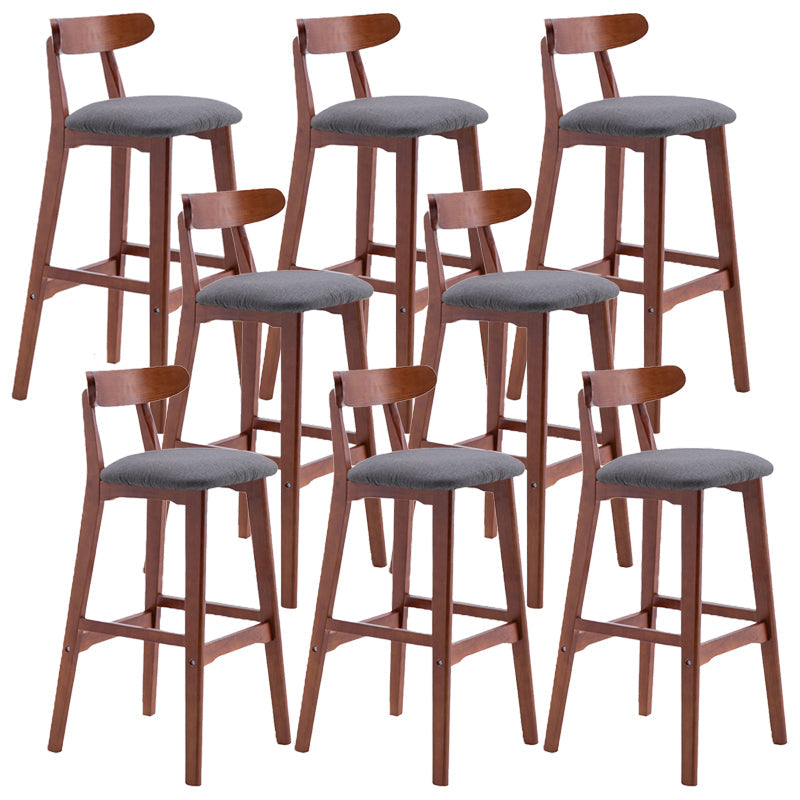 Scandinavian Restaurant Rubberwood Stool Matte Finish Upholstered Bar Stools Gray Coffee 8 Piece Set Clearhalo 'Bar Furniture' 'Bar Stools' 'bar_stools' 'furn' 'furn_bar_stools' 'Furniture' 'furniture_bar_stools' 'Kitchen & Dining Furniture' 5003427