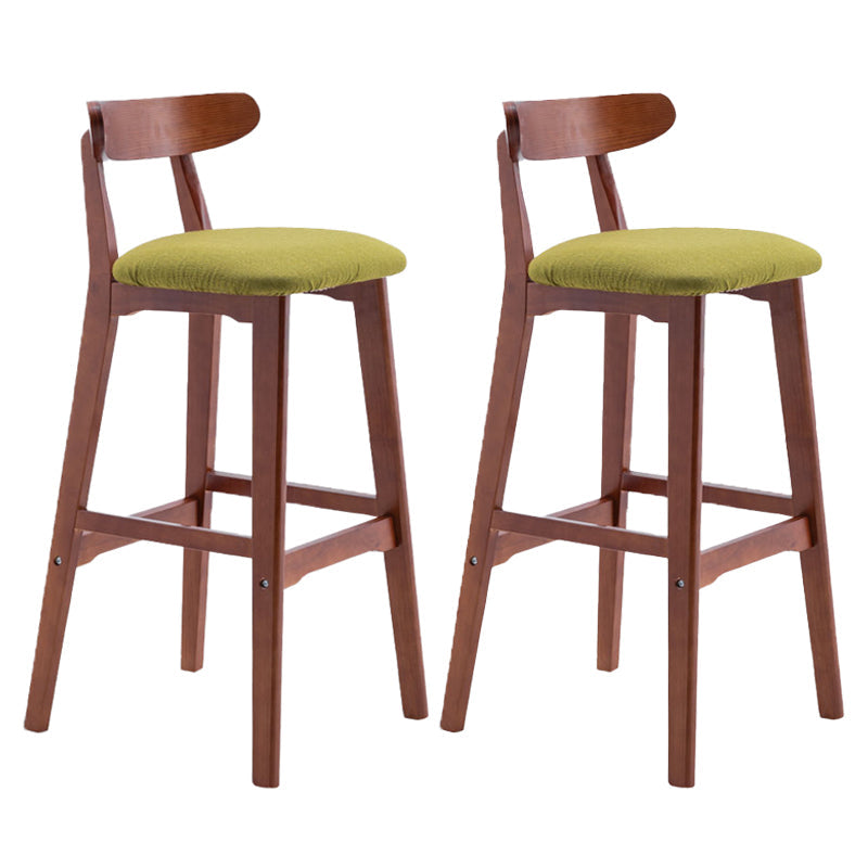 Scandinavian Restaurant Rubberwood Stool Matte Finish Upholstered Bar Stools Fruit Green 2 Piece Set Clearhalo 'Bar Furniture' 'Bar Stools' 'bar_stools' 'furn' 'furn_bar_stools' 'Furniture' 'furniture_bar_stools' 'Kitchen & Dining Furniture' 5003428