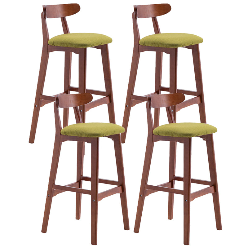 Scandinavian Restaurant Rubberwood Stool Matte Finish Upholstered Bar Stools Fruit Green 4 Piece Set Clearhalo 'Bar Furniture' 'Bar Stools' 'bar_stools' 'furn' 'furn_bar_stools' 'Furniture' 'furniture_bar_stools' 'Kitchen & Dining Furniture' 5003429