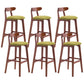 Scandinavian Restaurant Rubberwood Stool Matte Finish Upholstered Bar Stools Fruit Green 6 Piece Set Clearhalo 'Bar Furniture' 'Bar Stools' 'bar_stools' 'furn' 'furn_bar_stools' 'Furniture' 'furniture_bar_stools' 'Kitchen & Dining Furniture' 5003430