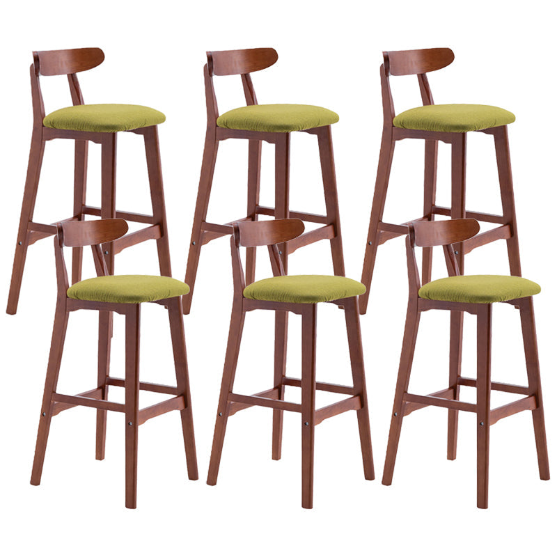 Scandinavian Restaurant Rubberwood Stool Matte Finish Upholstered Bar Stools Fruit Green 6 Piece Set Clearhalo 'Bar Furniture' 'Bar Stools' 'bar_stools' 'furn' 'furn_bar_stools' 'Furniture' 'furniture_bar_stools' 'Kitchen & Dining Furniture' 5003430