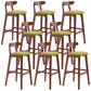 Scandinavian Restaurant Rubberwood Stool Matte Finish Upholstered Bar Stools Fruit Green 8 Piece Set Clearhalo 'Bar Furniture' 'Bar Stools' 'bar_stools' 'furn' 'furn_bar_stools' 'Furniture' 'furniture_bar_stools' 'Kitchen & Dining Furniture' 5003431